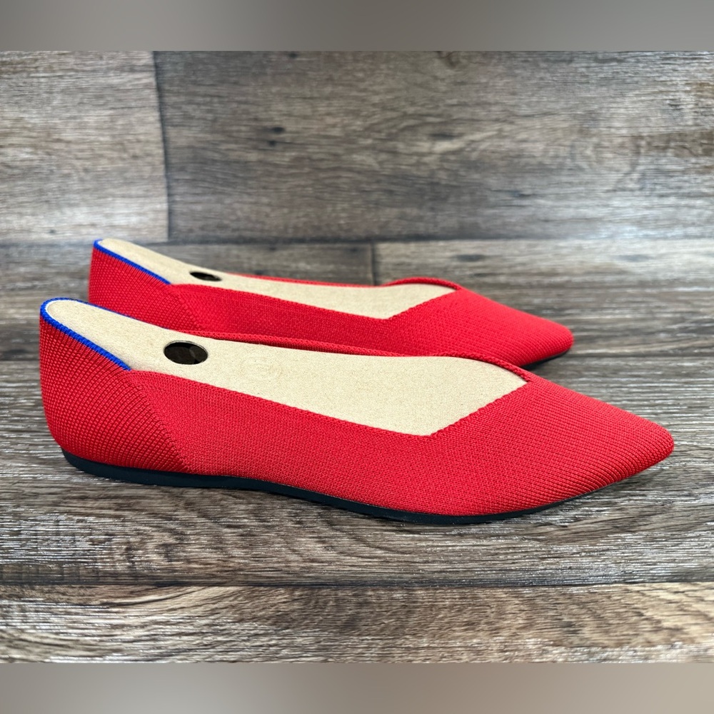 LAST PAIR!! Rothy's Pointy Toe Flat BRIGHT RED NEW SZ 8 - Picture 6 of 13